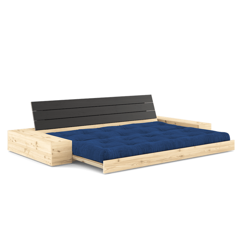 Karup Design BASE NOIR NUIT LAQUÉ W. 2 SIDEBOXES CLAIR W. MATELAS MIXTE 5 COUCHES BLEU ROYAL