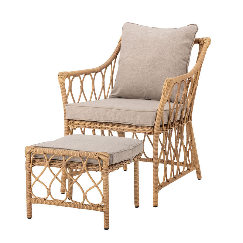 Bloomingville Belluce Loungesessel mit Fußhocker, natur
