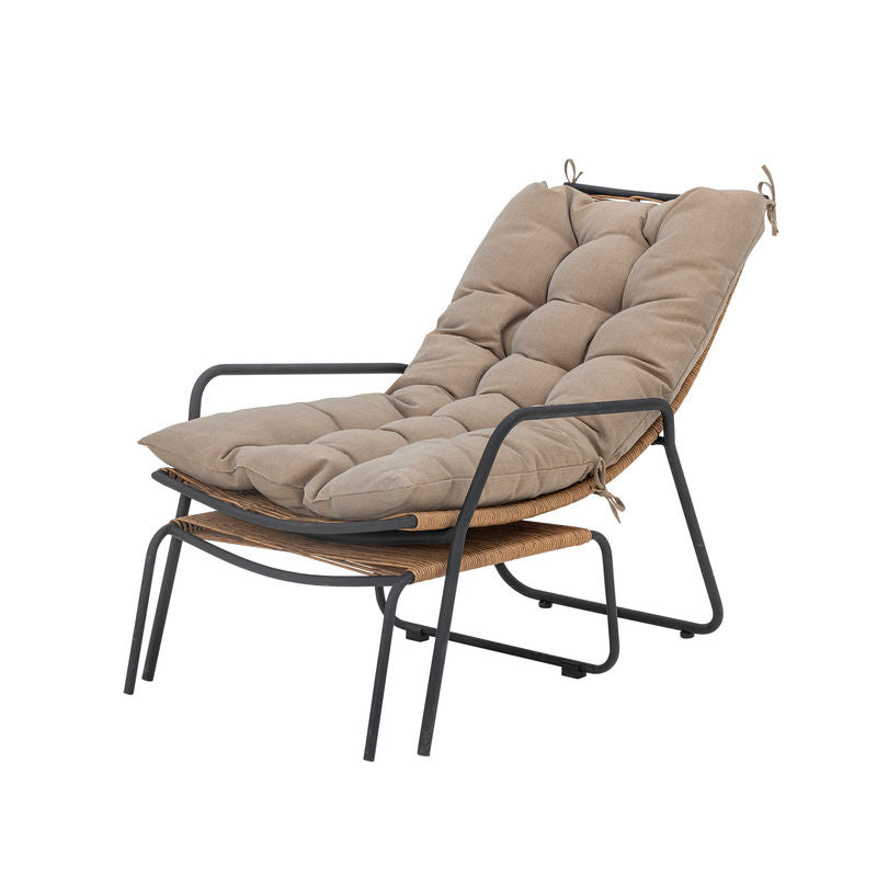 Bloomingville Boel chaise longue avec tabouret, métal