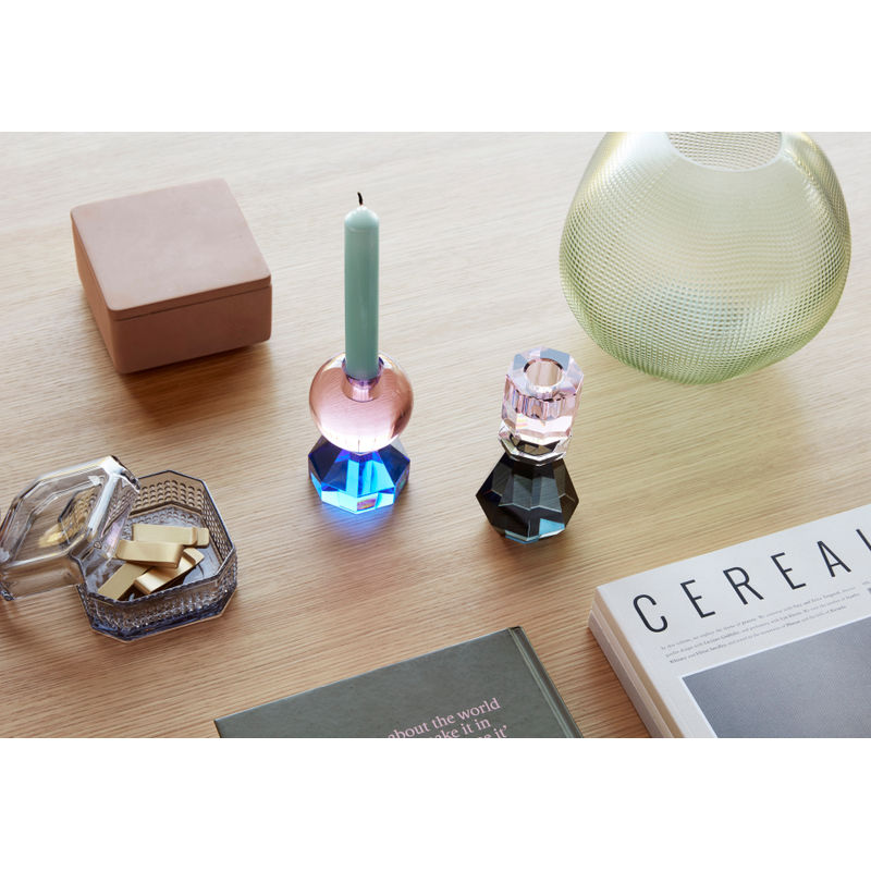 Hübsch Gem Candlestick Rosa Medio/Negro