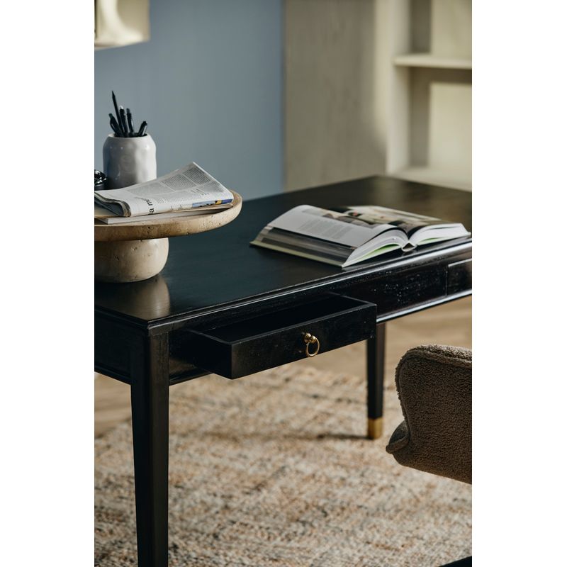Bureau EMS Nordal avec deux tiroirs, noir, bois