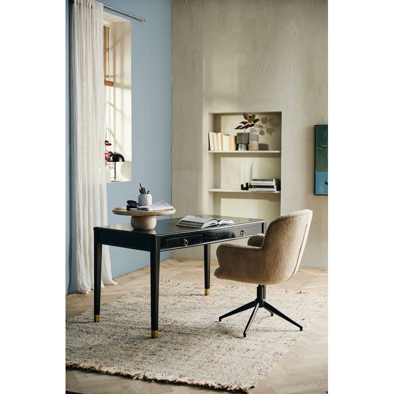 Bureau EMS Nordal avec deux tiroirs, noir, bois