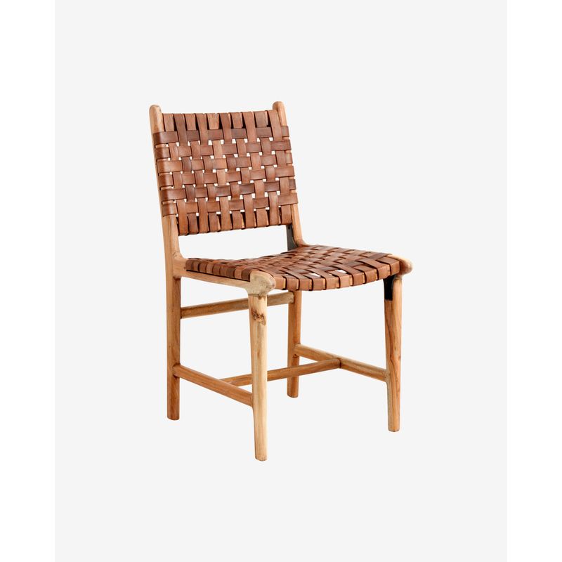 Nordal Aya Esszimmerstuhl, braunes Leder, Holz