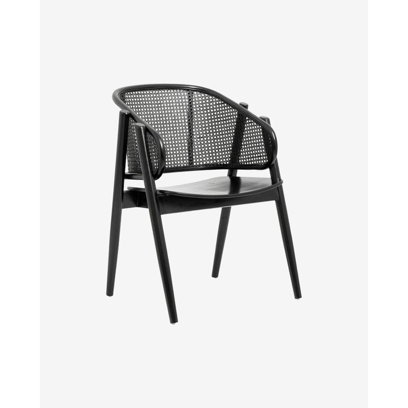 Nordal Wicky Loungesessel, schwarz, Rattan, Holz