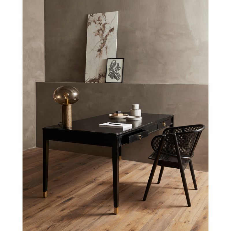 Nordal Wicky Loungesessel, schwarz, Rattan, Holz