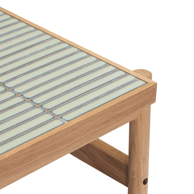 Mesa auxiliar Hübsch Tile, menta, madera natural