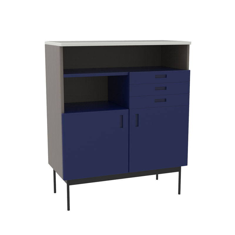 Hübsch Study kast, gris oscuro, azul