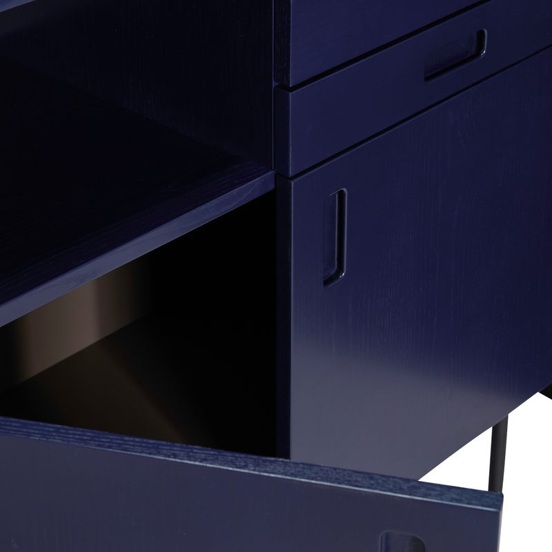 Hübsch Study kast, gris oscuro, azul