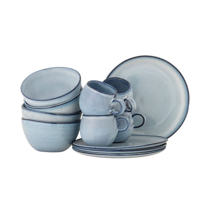 Ensemble de assiettes à petit-déjeuner Sandrine de Bloomingville, en céramique bleue
