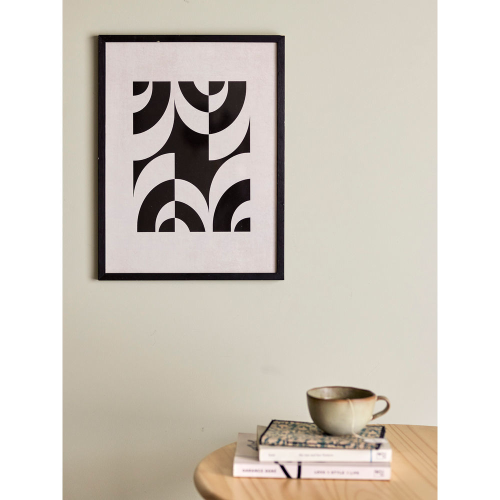 Blooming ville Mono Illustration mit Rahmen, Schwarz, Kiefer