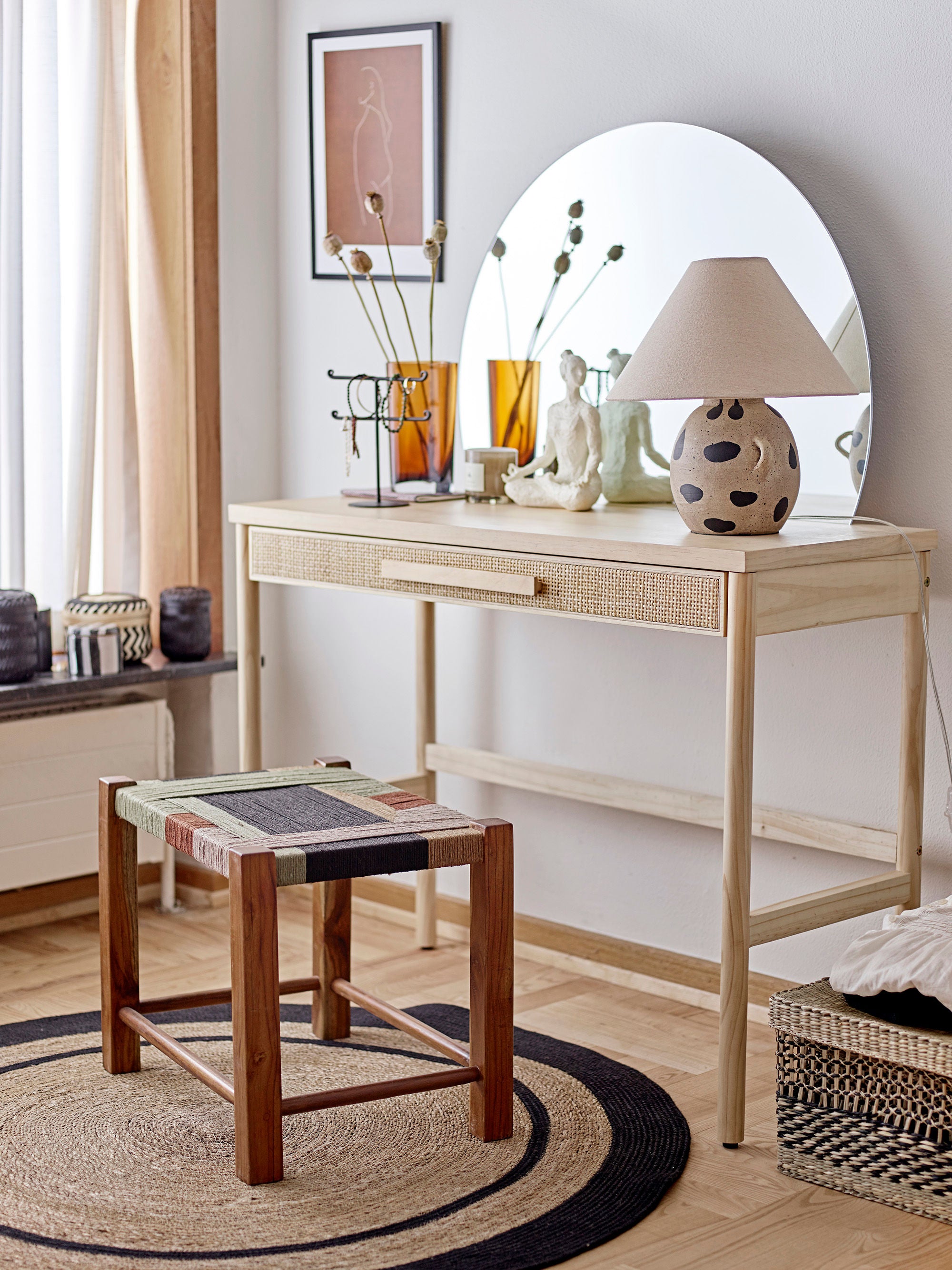 Bloomingville Saber Panier avec couvercle, Noir, Seagrass