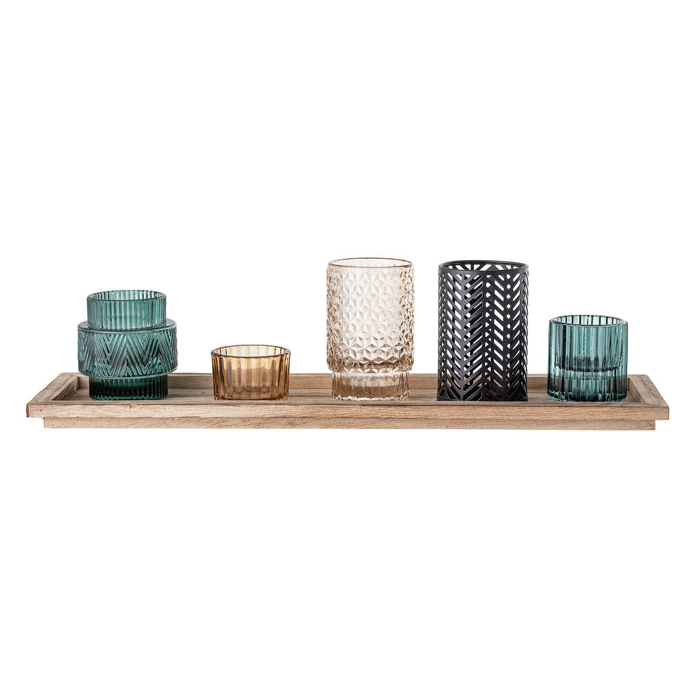Bloomingville Plateau Sanga avec Votive, Bleu, Verre