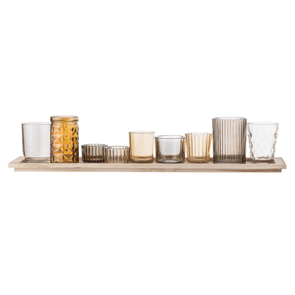 Bloomingville Sanga Plateau avec Votive, Marron, Verre