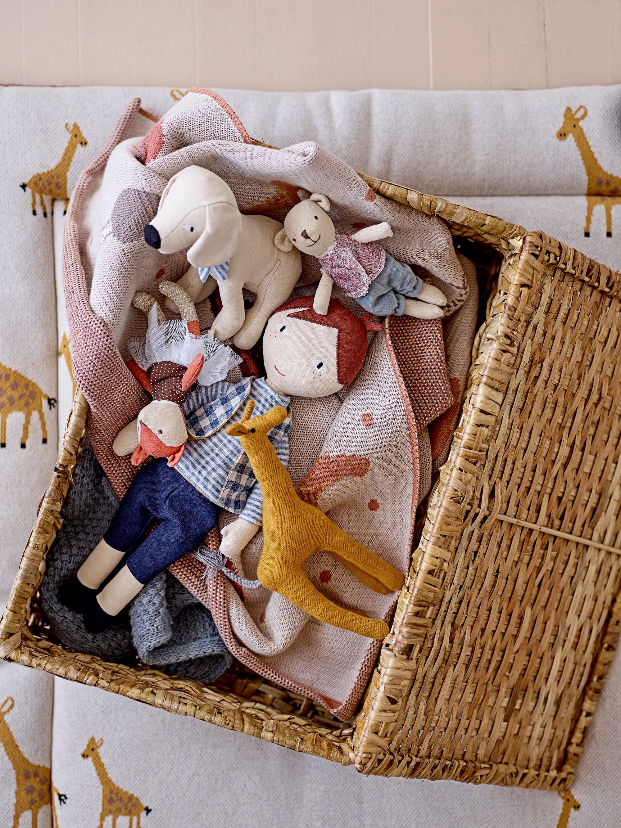 Bloomingville MINI Dierenvriendjes Pop, Roos, Katoen