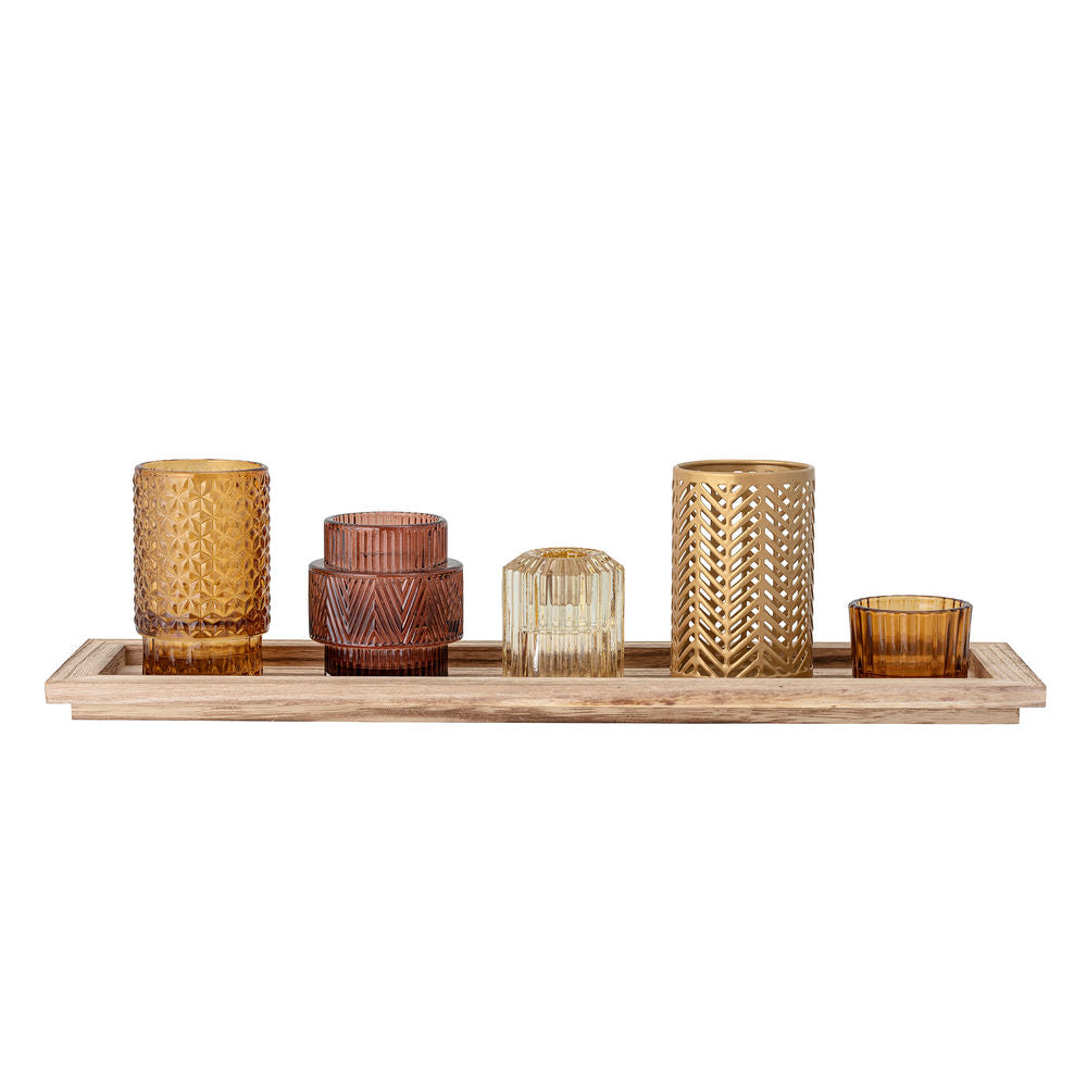 Bloomingville Sanga Plateau avec Votive, Marron, Verre