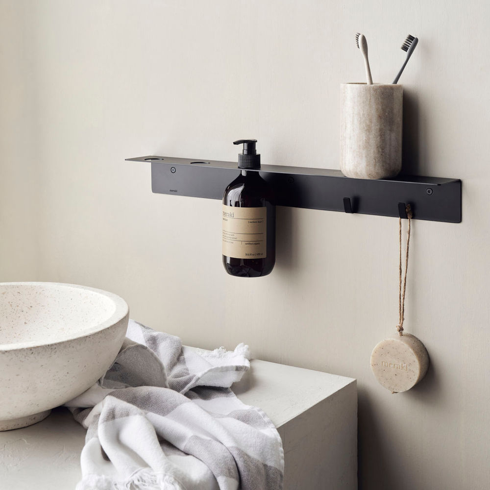 Meraki Porte-bouteille avec crochets, Noir brossé