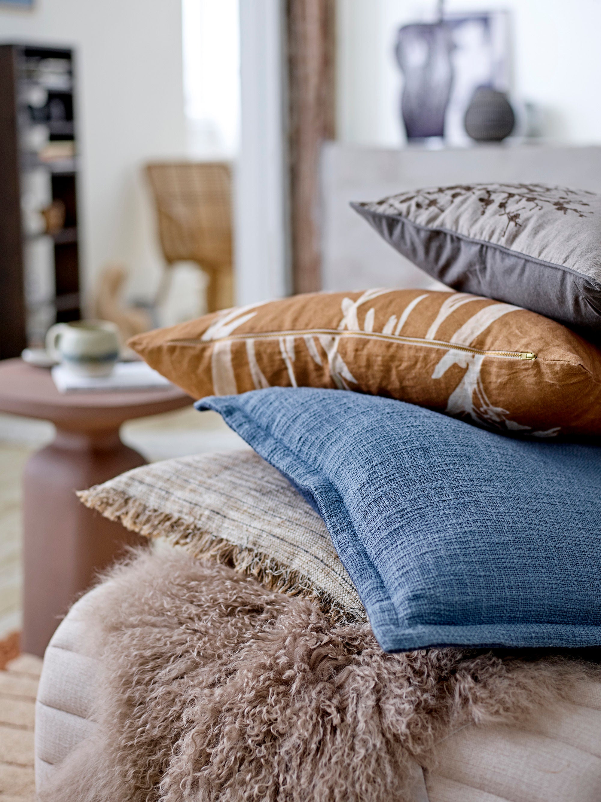 Bloomingville abo huid, bruin, lamsvel Tibetaans
