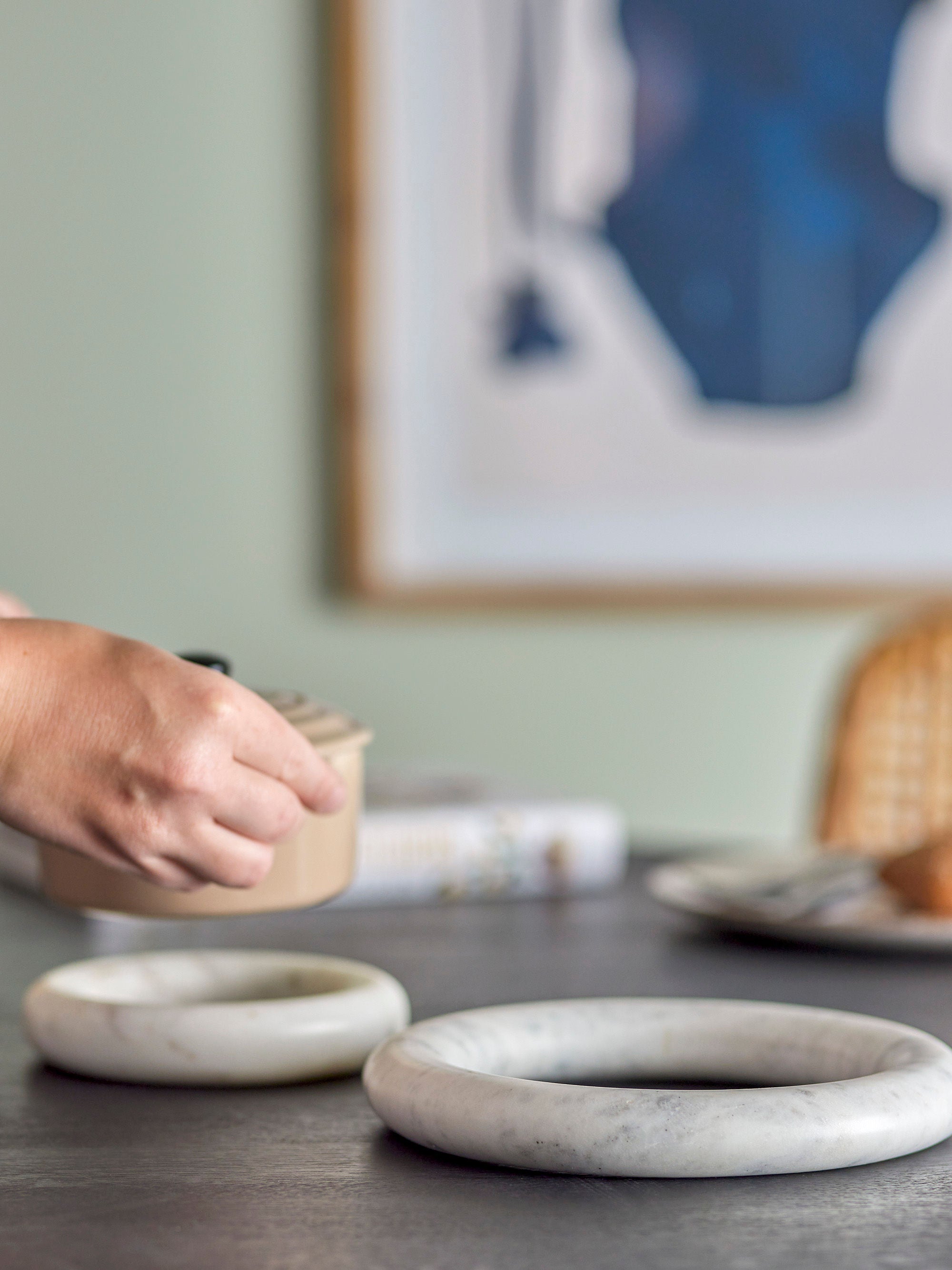 Bloomingville Finola Onderzetter, Wit, Marmer