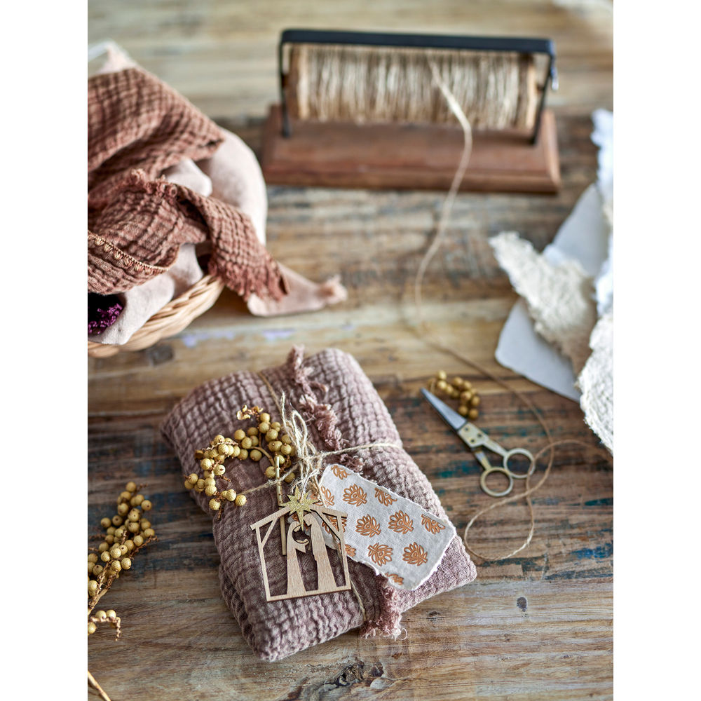 Blooming ville Barni Spule mit Jute & Schere, braunes, wieder gewonnenes Holz