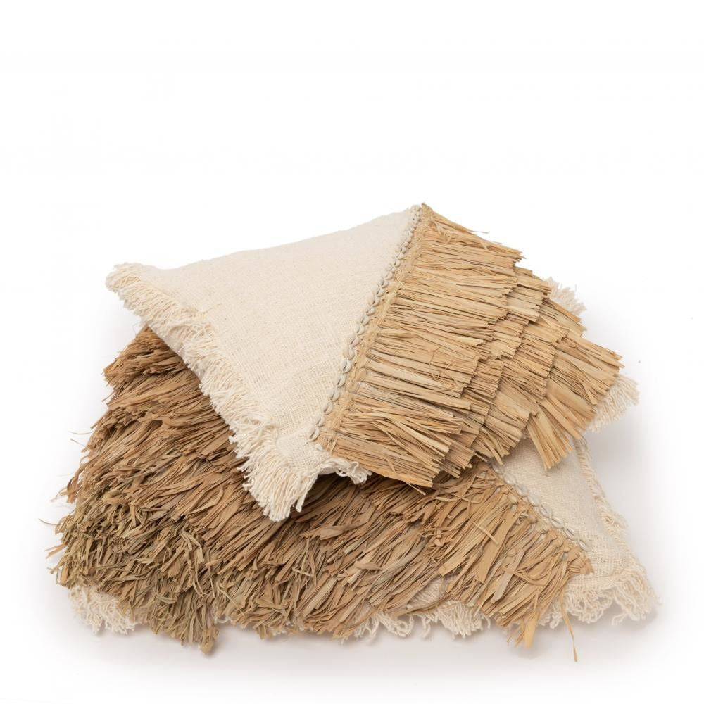 Bazar Housse de Coussin en Coton Bizar De Raffia-Blanc Naturel - 60x60