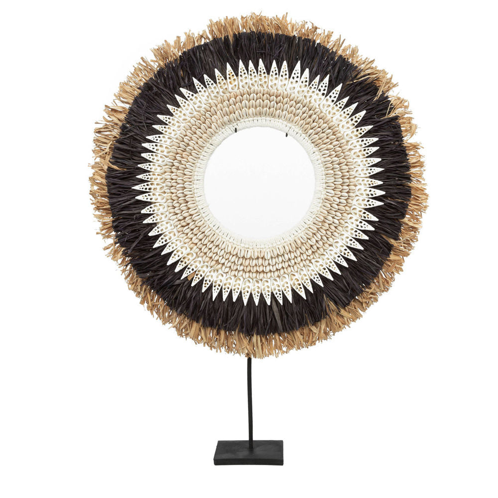 Bazar Bizar De Mojo Raffia Op Voet - Zwart Natuurlijk