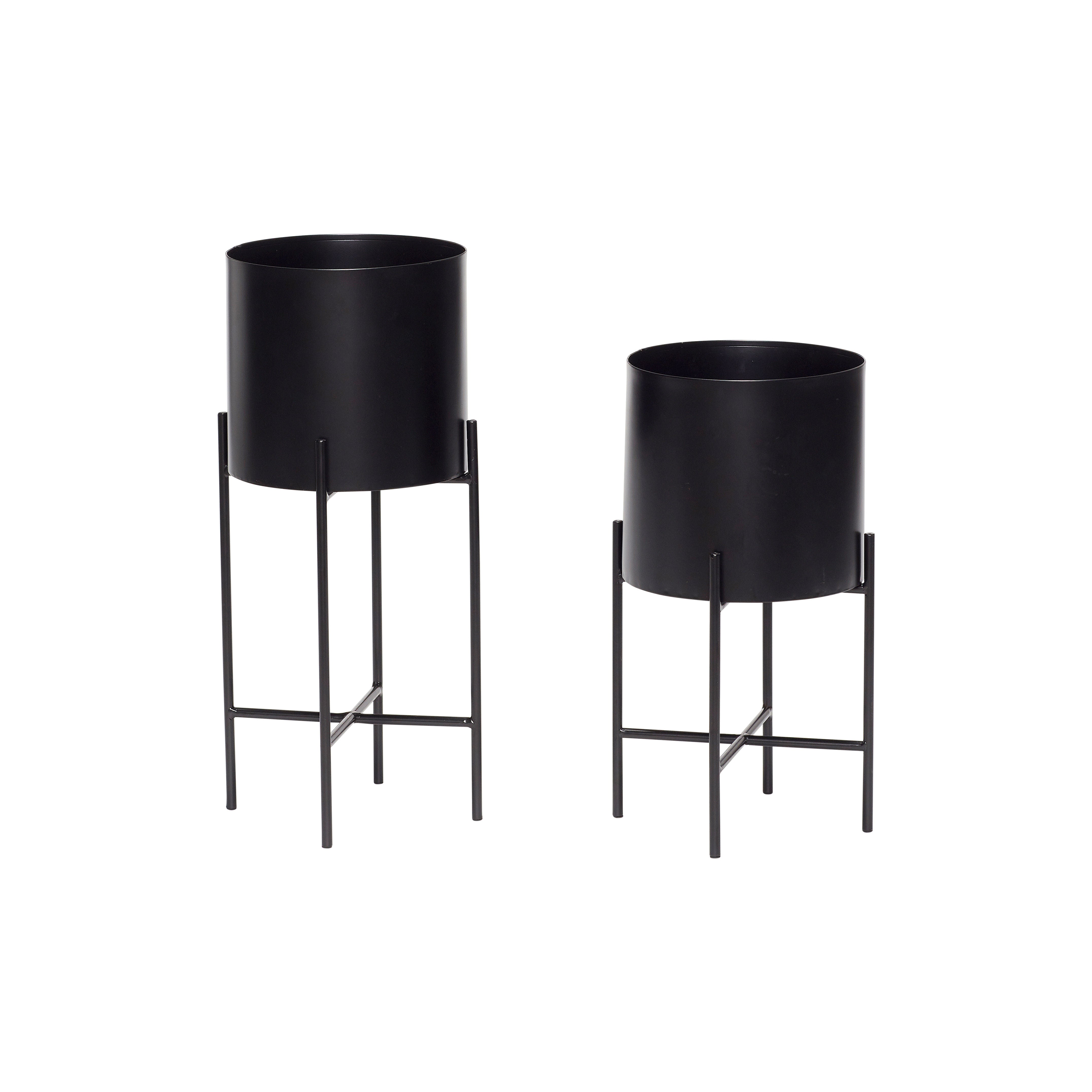 Hübsch Airy Pots Negro (juego de 2)