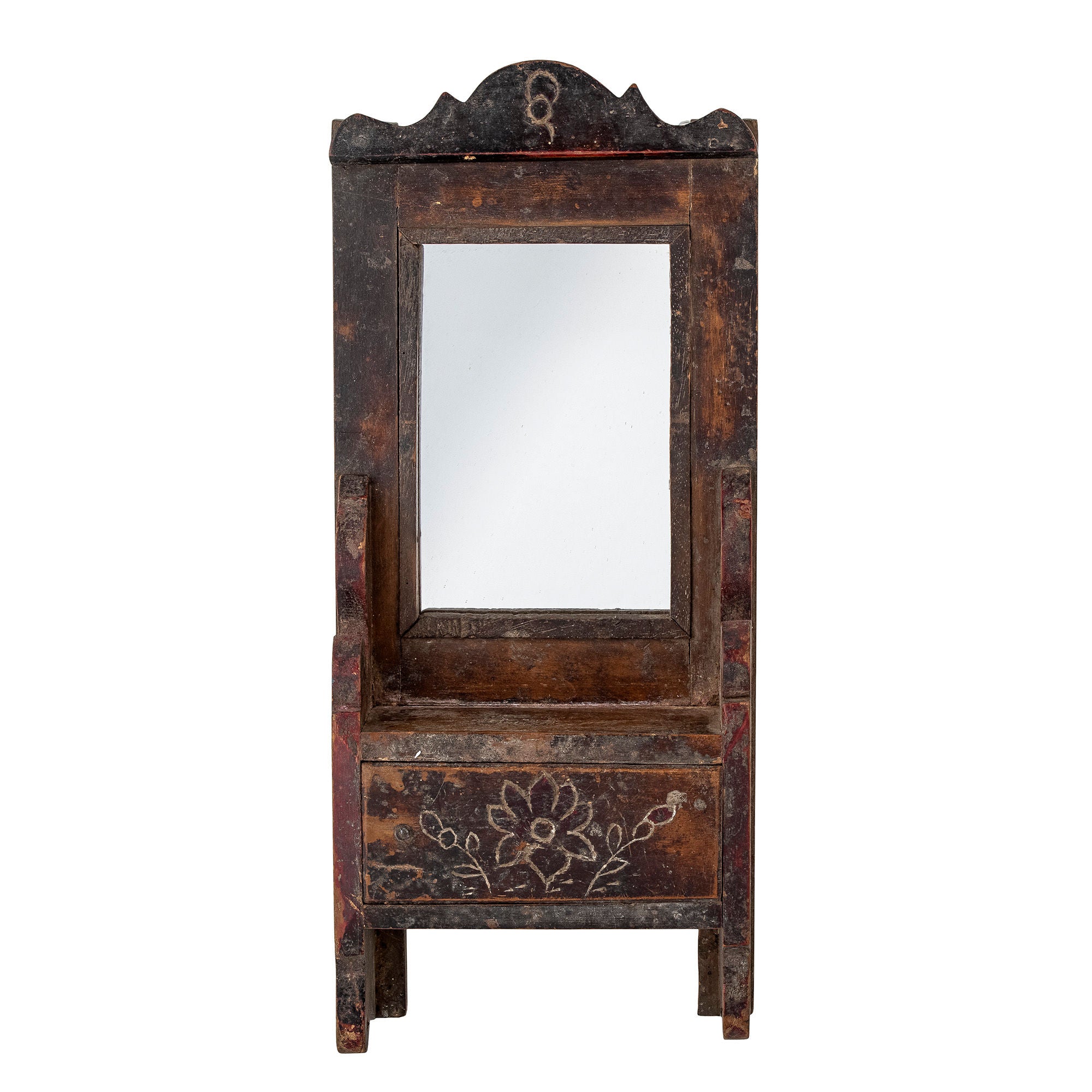 Creative Collection Sehar Miroir avec étagère, Brun, Bois de récupération