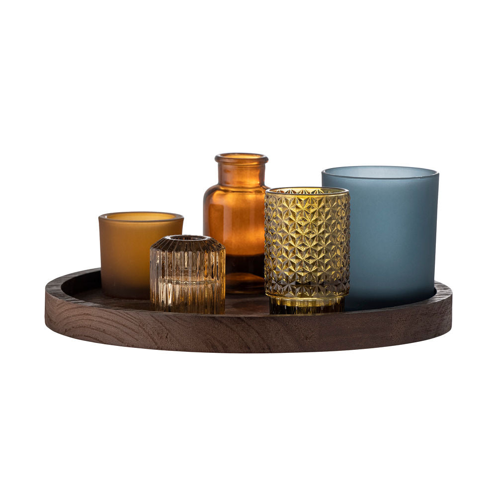 Bloomingville Sanga Plateau avec Votive, Marron, Verre
