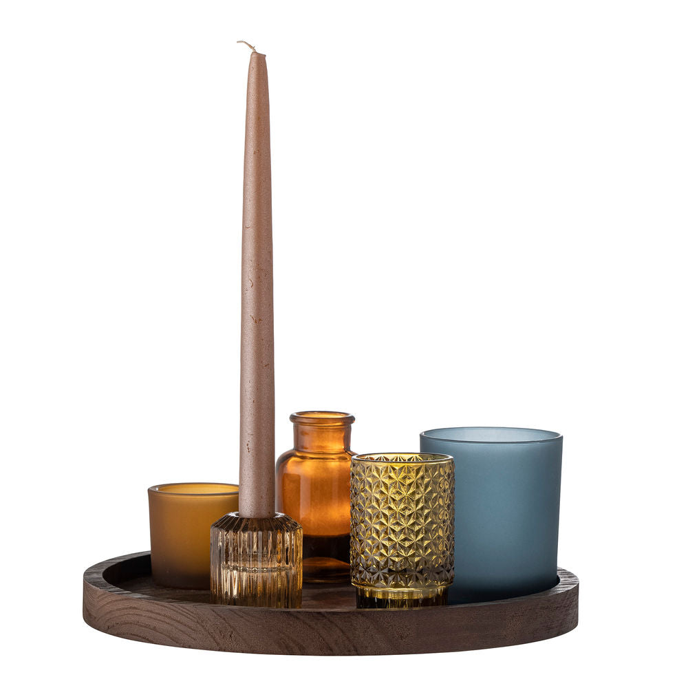 Bloomingville Sanga Plateau avec Votive, Marron, Verre