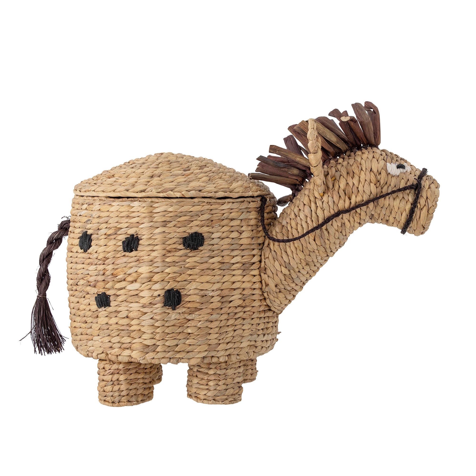Bloomingville MINI Bobbi Panier avec couvercle Naturel Jacinthe d'eau