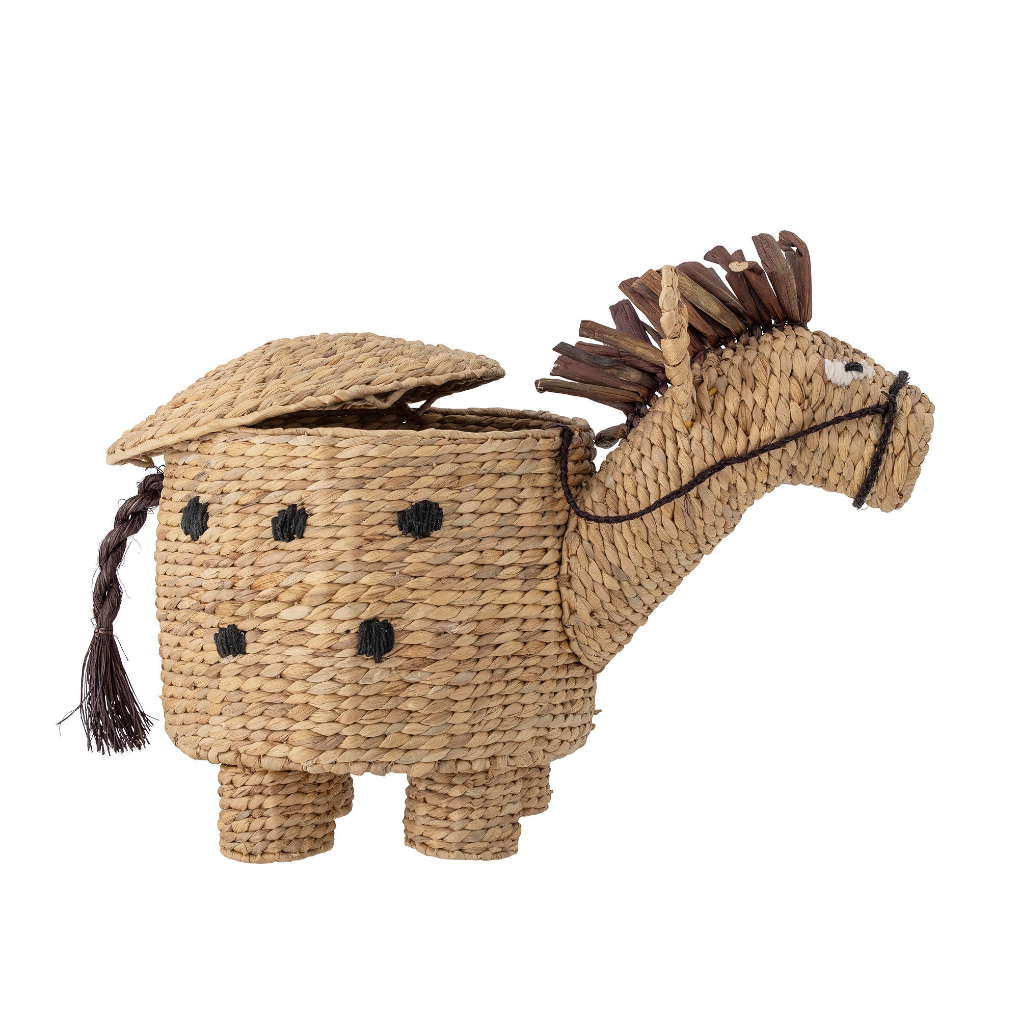 Bloomingville MINI Bobbi Panier avec couvercle Naturel Jacinthe d'eau
