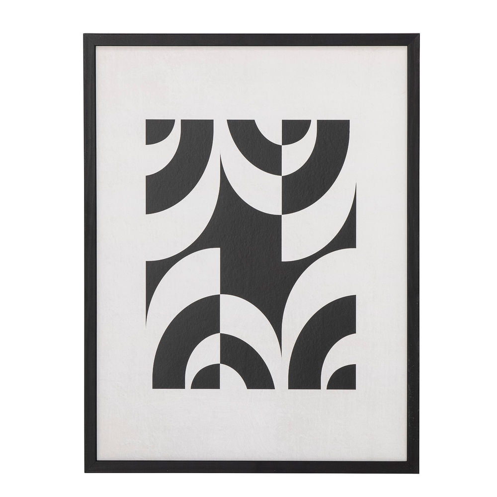 Blooming ville Mono Illustration mit Rahmen, Schwarz, Kiefer