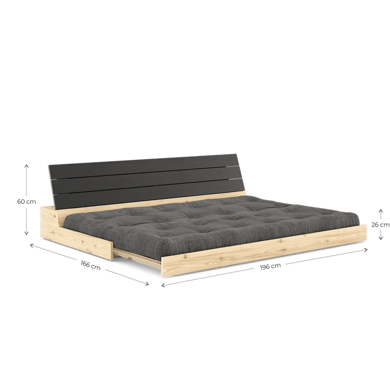 DESIGN BASE CLAIR LAQUÉ W. MATELAS MIXTE 5 COUCHES ALGUE