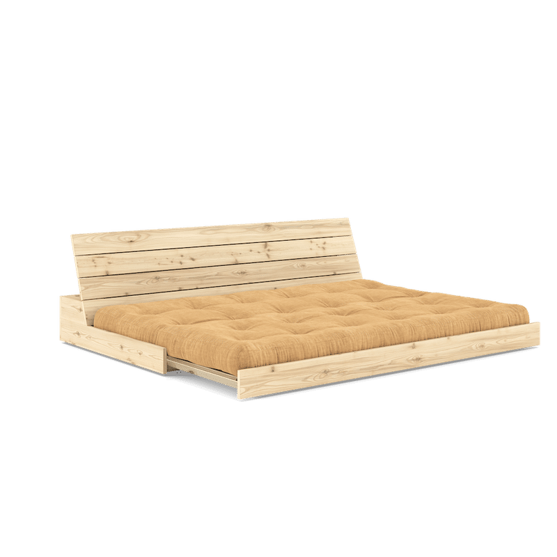 DESIGN BASE CLAIR LAQUÉ W. MATELAS MIXTE 5 COUCHES FUDGE BRUN