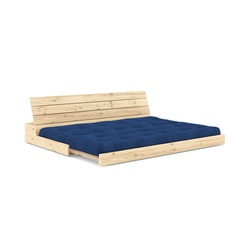 DESIGN BASE CLAIR LAQUÉ W. MATELAS MIXTE 5 COUCHES BLEU ROYAL