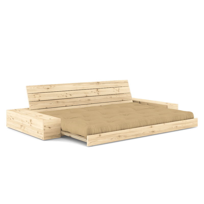 Karup Design BASE CLAIR LAQUE W. 2 SIDEBOXES CLAIR W. MATELAS MIXTE 5 COUCHES BLÉ BEIGE