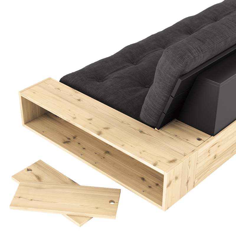 Karup Design BASE NOIR NUIT LAQUÉ W. 2 CÔTÉS LUMINEUX W. MATELAS MIXTE 5 COUCHES CHARBON