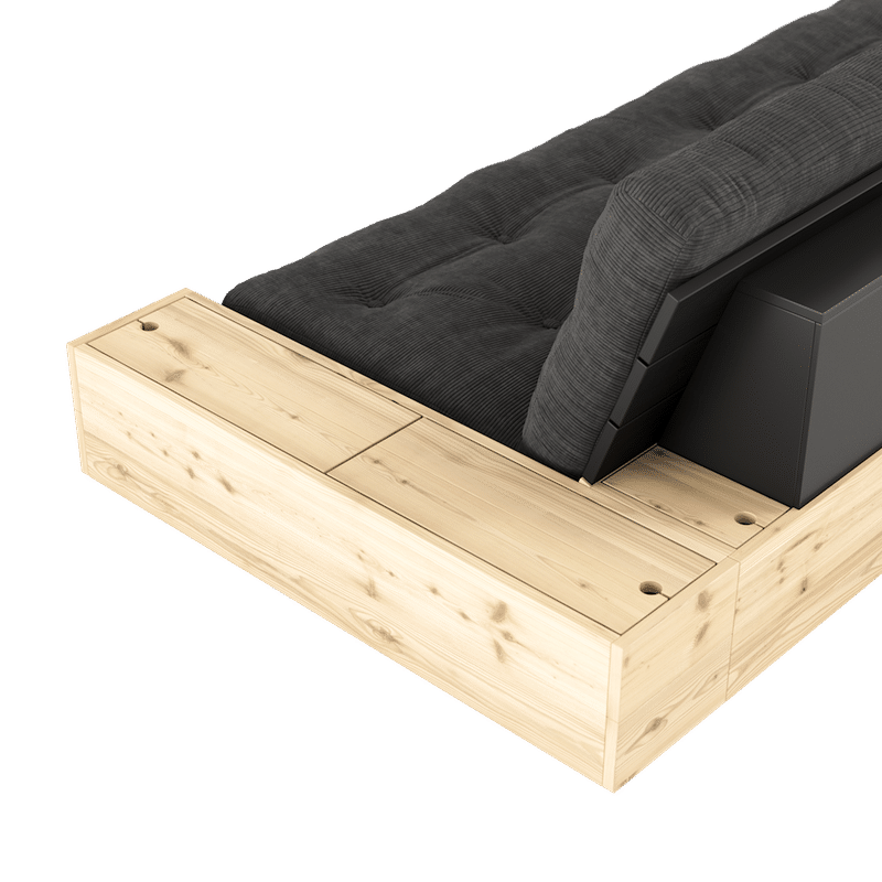 Karup Design BASE NOIR NUIT LAQUÉ W. 2 SIDEBOXES CLAIR W. MATELAS MIXTE 5 COUCHES BLEU ROYAL