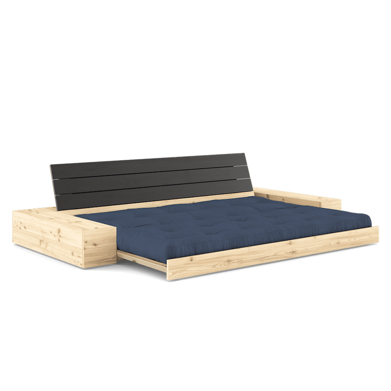 Karup Design BASE BLACK NIGHT LACQUERED W. 2 SIDEBOXES CLEAR W. 5-LAYER MIXED MATTRESS NAVY