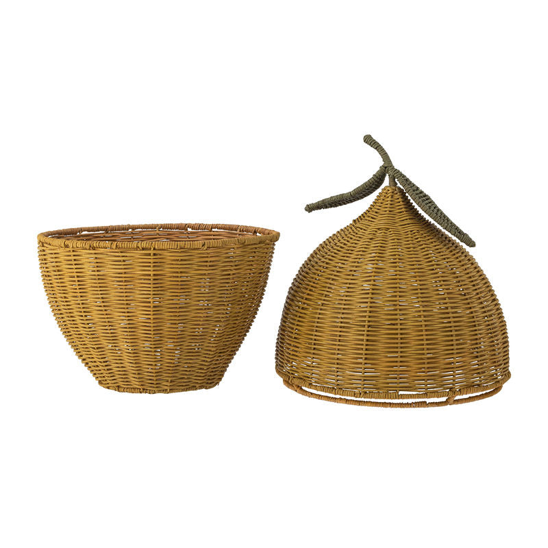 Bloomingville MINI Sage Mand met Deksel, Geel, Rotan