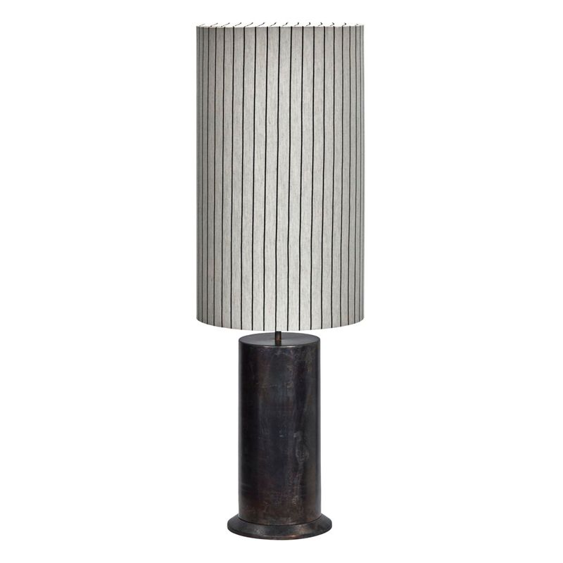 House Doctor Vloerlamp, HDRafi base with HDShade, Antique brown base / Off-white w. black stripes shade