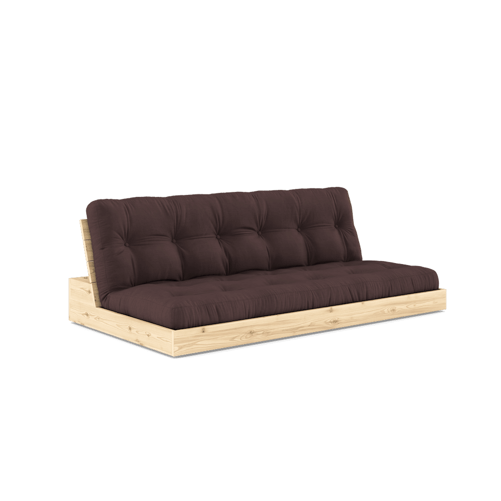 DESIGN BASE CLAIR LAQUÉ W. MATELAS MIXTE 5 COUCHES BRUN