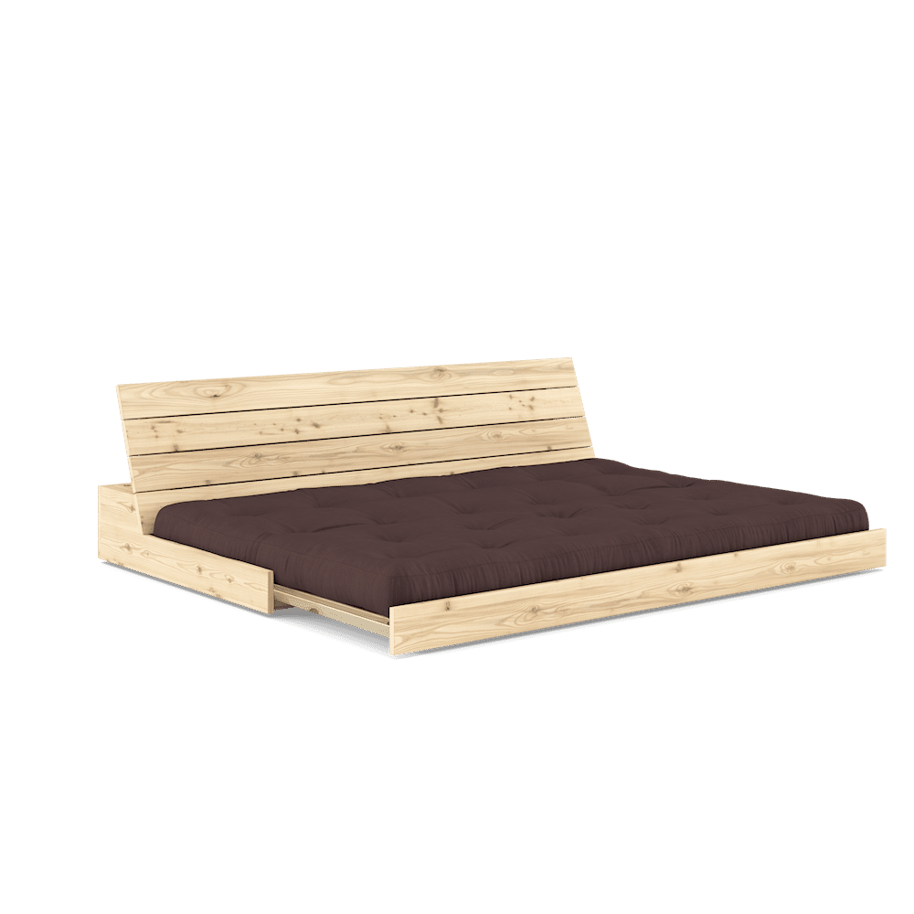 DESIGN BASE CLAIR LAQUÉ W. MATELAS MIXTE 5 COUCHES BRUN