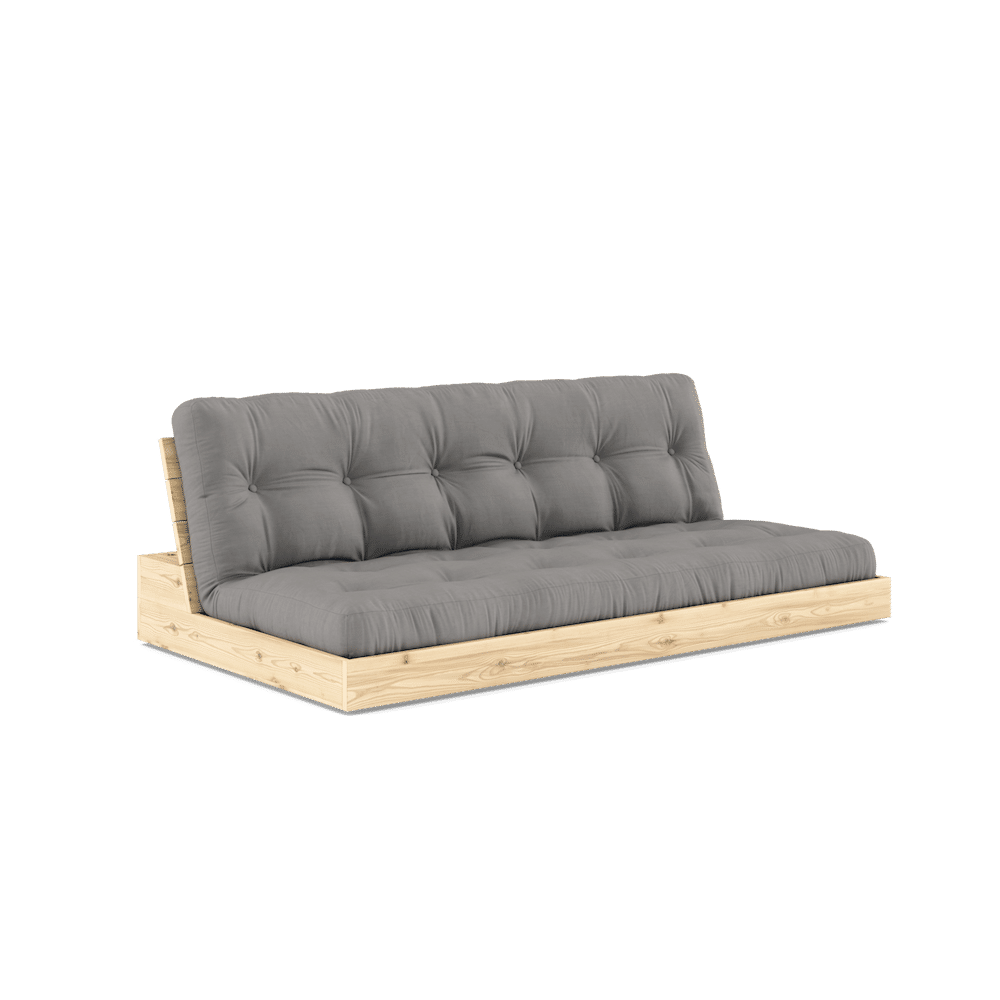 DESIGN BASE CLAIR LAQUÉ W. MATELAS MIXTE 5 COUCHES GRIS