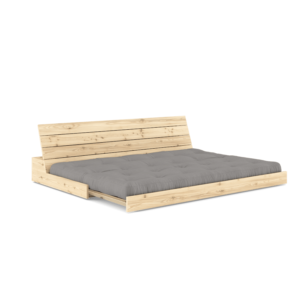 DESIGN BASE CLAIR LAQUÉ W. MATELAS MIXTE 5 COUCHES GRIS