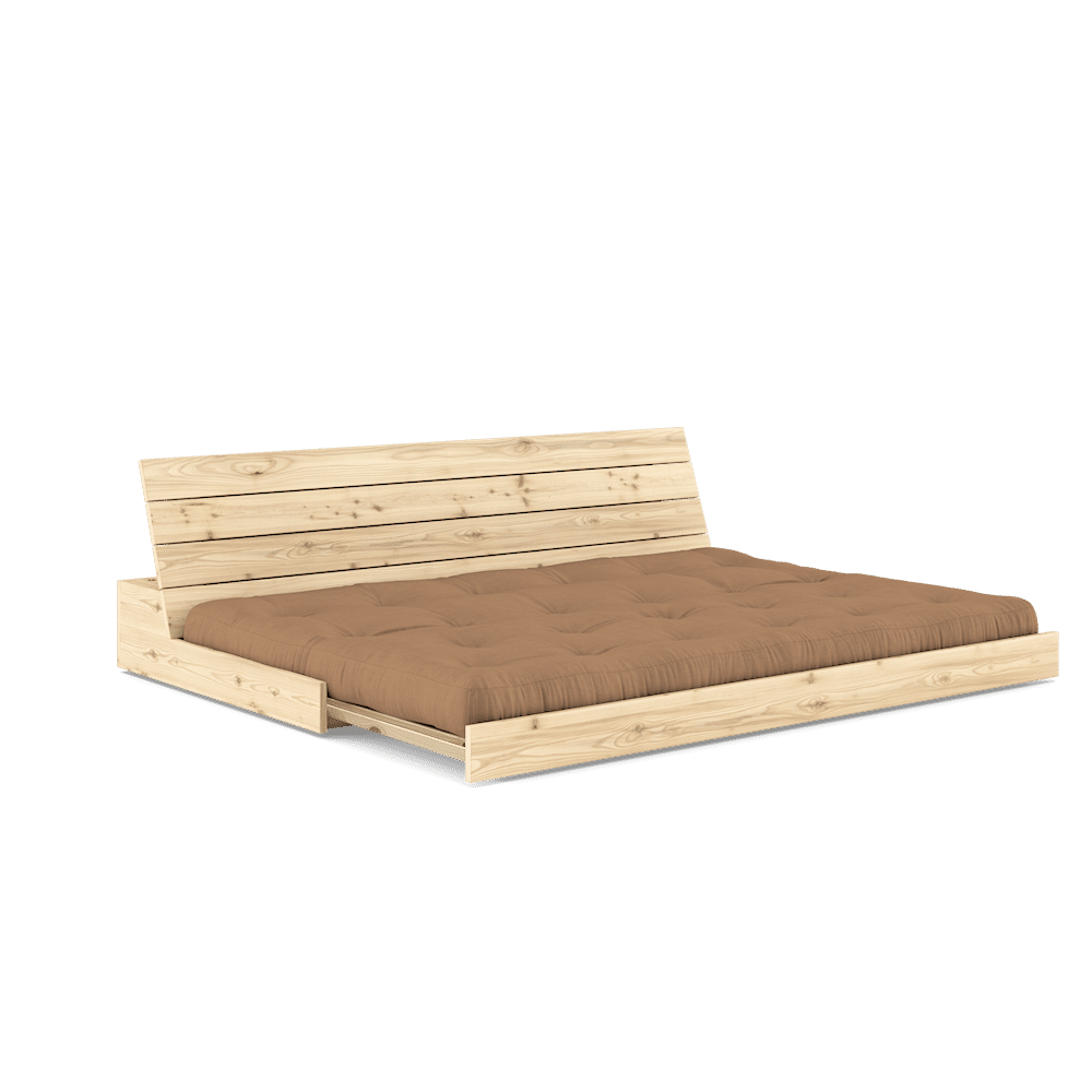 DESIGN BASE CLAIR LAQUÉ W. MATELAS MIXTE 5 COUCHES MOCCAA