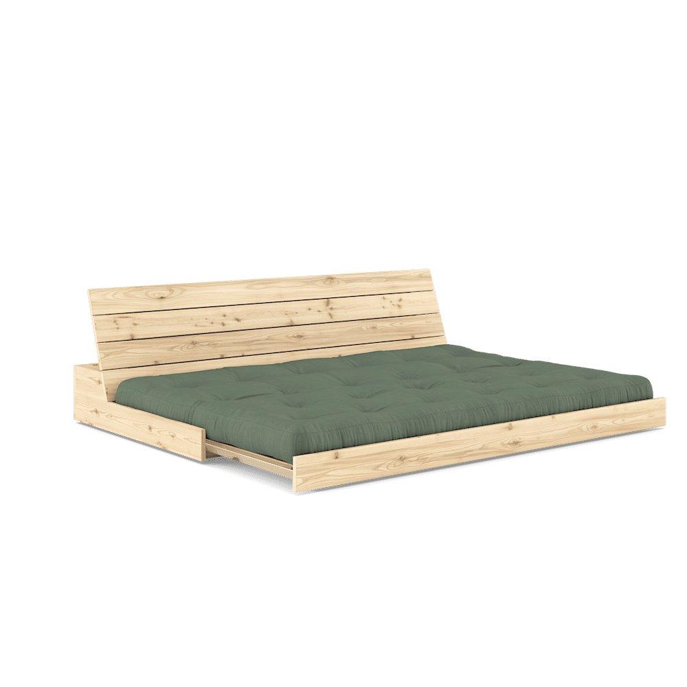 Karup Design BASE CLAIR LAQUE W. MATELAS MIXTE 5 COUCHES VERT OLIVE