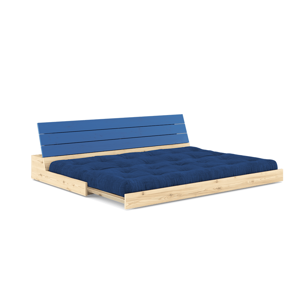 Karup Design SOMMIER LAQUÉ BLEU COBALT AVEC MATELAS MIXTE 5 COUCHES BLEU ROYAL