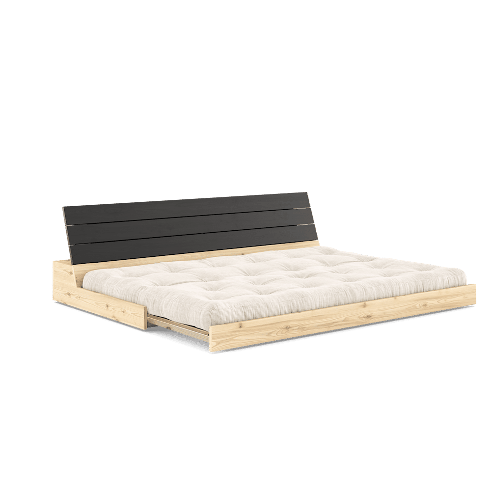 Design NOIR NUIT LAQUÉ W. MATELAS MIXTE 5 COUCHES IVOIRE