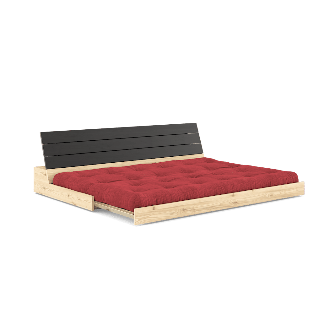 Karup Design BASE BLACK NIGHT LACQUERED W. 5-LAYER MIXED MATTRESS RUBY RED